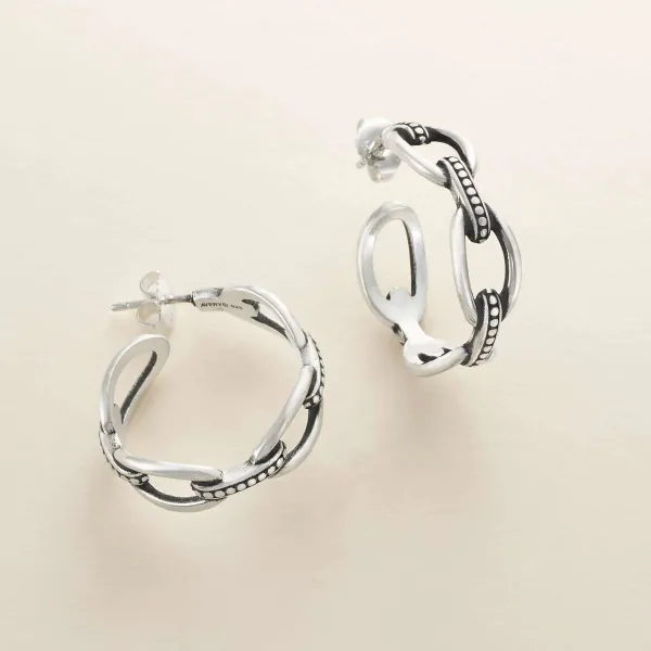 James Avery Artisan Jewelry Earrings-Beaded Connected Links Hoops
