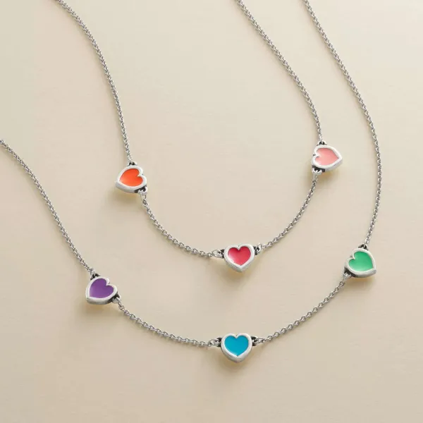 James Avery Artisan Jewelry Necklaces And Chains-Enamel Connected Hearts Necklace