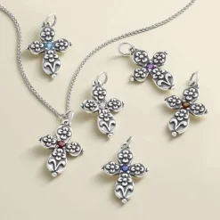James Avery Artisan Jewelry Charms-Floret Gemstone Cross Charm