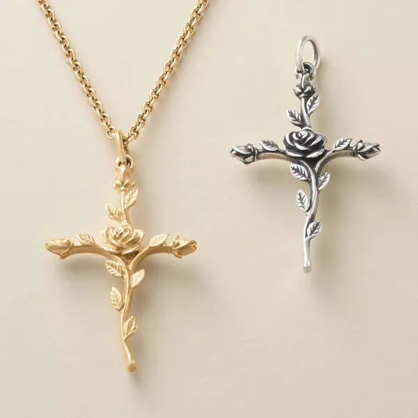 James Avery Artisan Jewelry Charms-Rosebud Cross Pendant