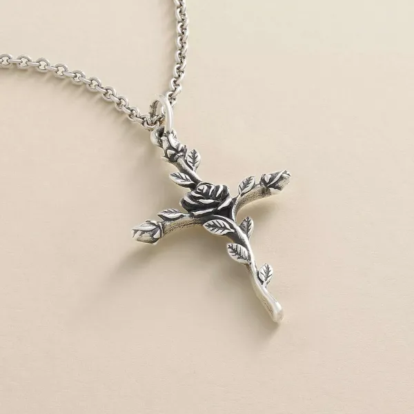 James Avery Artisan Jewelry Charms-Rosebud Cross Pendant